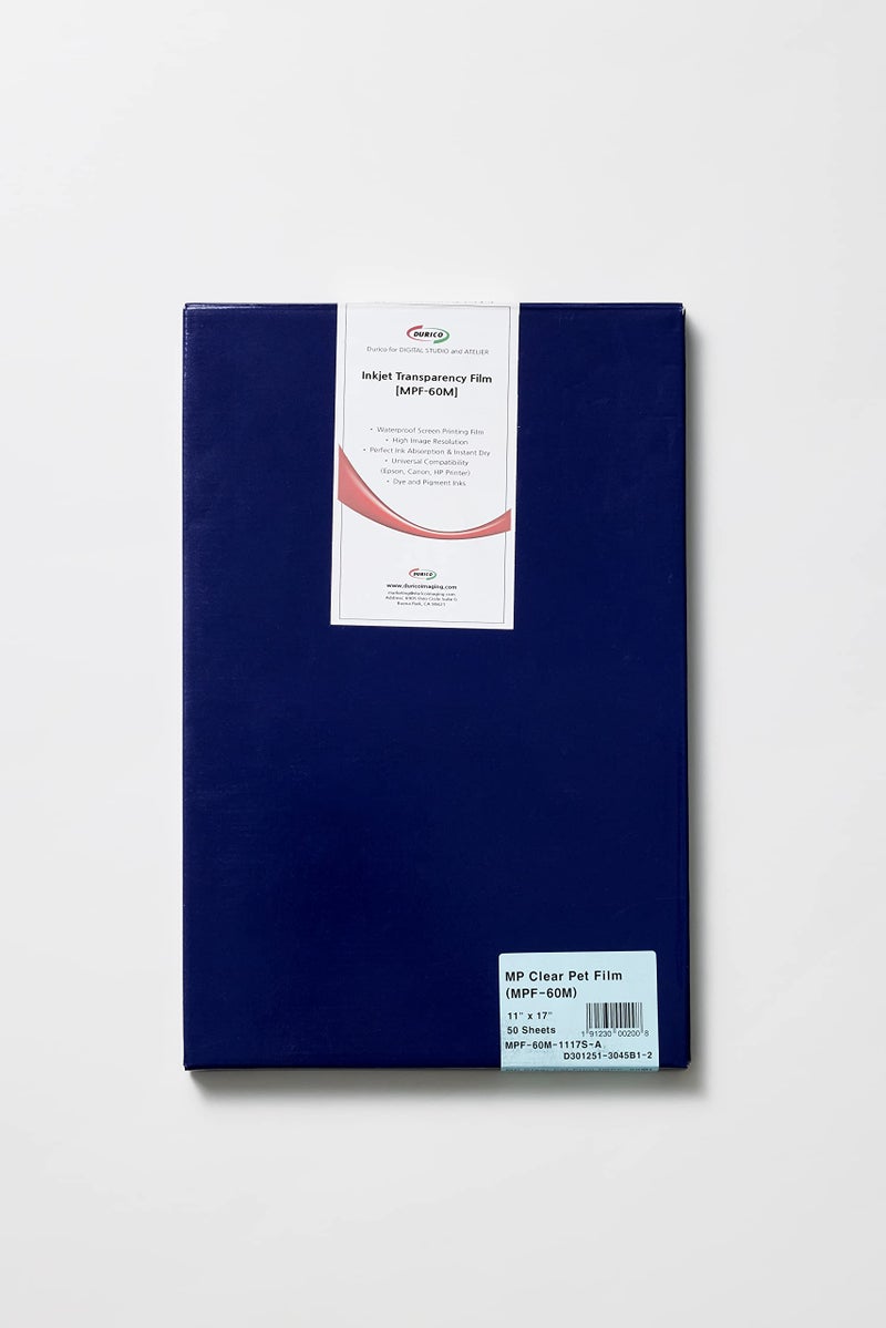 DURIX DURICO Translucent PET 5.3mil (135micron) Inkjet Film in Sheets for Screen Printing (11X17 IN/ 50 sheets) - Image 1